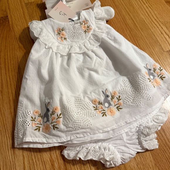 Happily Grey Baby Girl Easter Bunny Dress With Matching Shoes & Diaper Cover - Picture 7 of 13